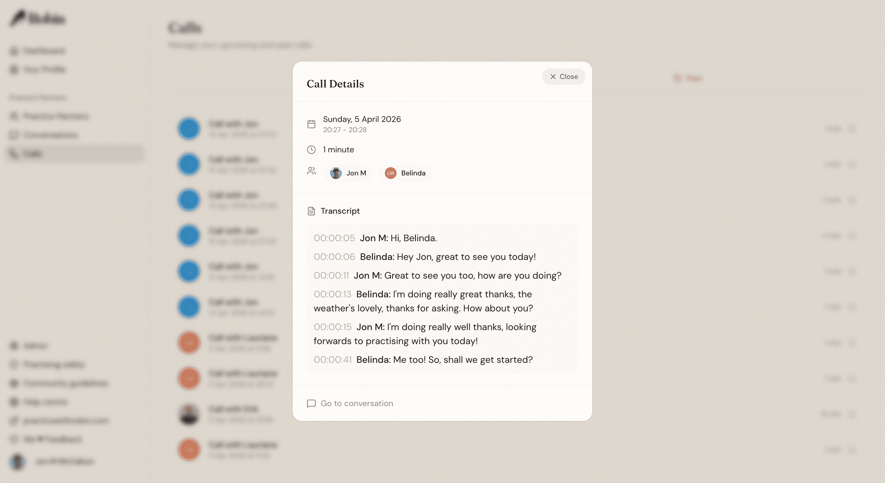 Robin post-call transcript and feedback